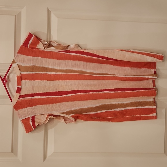 Loft Outlet Peach Toned Ruffle Sleeveless, V Neck, Top, Medium - Picture 2 of 5